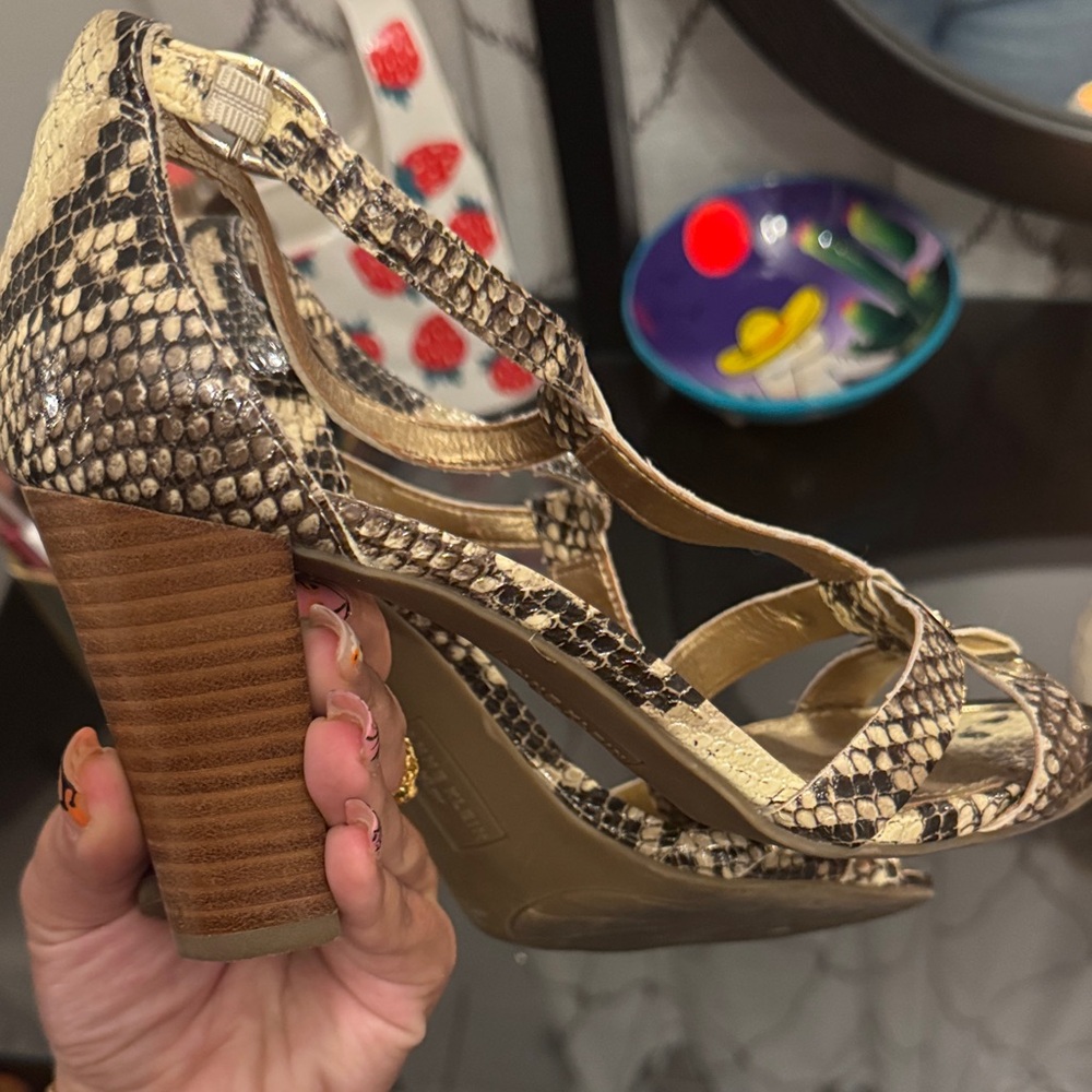 Anne Klein Snake Print Sandals - Cream‎ and Brown - Picture 7 of 8